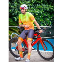OTSO Fluo Orange High Cut Cycling Socks
