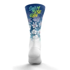 OTSO Funny Socks High Cut - Swim Bike Run Flower