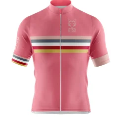 OTSO MEN'S SHORT SLEEVE CYCLING JERSEY STRIPES CORAL PINK -