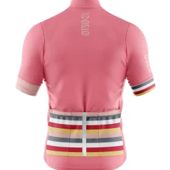 OTSO MEN'S SHORT SLEEVE CYCLING JERSEY STRIPES CORAL PINK -