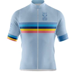 OTSO MEN'S SHORT SLEEVE CYCLING JERSEY STRIPES TURQUOISE -