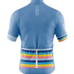 OTSO MEN'S SHORT SLEEVE CYCLING JERSEY STRIPES STEEL BLUE -