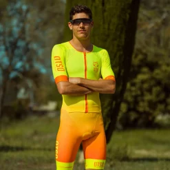 OTSO Men's triathlon suit - Fluo Yellow & Fluo Orange (Outlet)