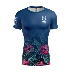 OTSO Men's Short Sleeve Technical Running Shirt - Tropical Dark