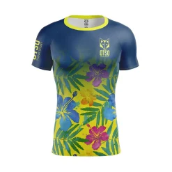 OTSO Men's Short Sleeve Technical Running Shirt - Floral Blue
