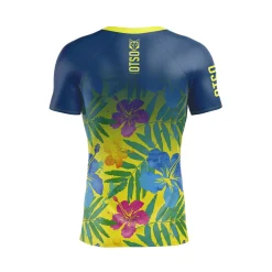OTSO Men's Short Sleeve Technical Running Shirt - Floral Blue