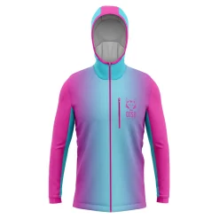 OTSO Unisex Sport Hoodie Fluo Pink Light Blue