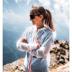 OTSO Unisex Waterproof Windbreaker White Fluo Orange