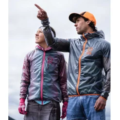OTSO Unisex Waterproof Windbreaker Black & Fluo Orange