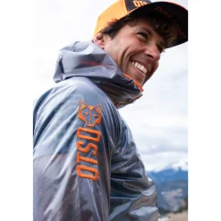 OTSO Unisex Waterproof Windbreaker Black & Fluo Orange