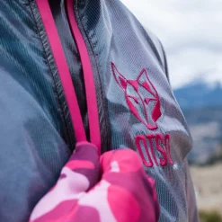 OTSO Unisex Waterproof Windbreaker Black & Fluo Pink