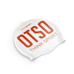 OTSO White & Fluo Orange Swimming Cap