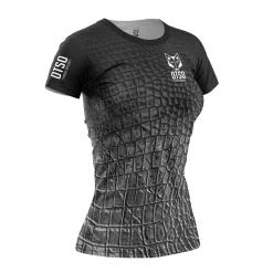 Women OTSO Women's Short Sleeve Shirt Black Snake -