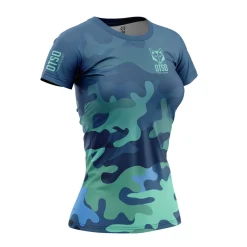 Women OTSO Women's Short Sleeve Shirt Camo Blue -