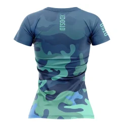 Women OTSO Women's Short Sleeve Shirt Camo Blue -