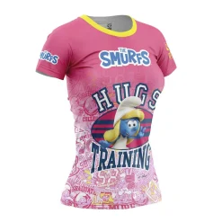 Women OTSO Women's Short Sleeve Shirt Smurfs Hugs