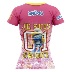 Women OTSO Women's Short Sleeve Shirt Smurfs Hugs