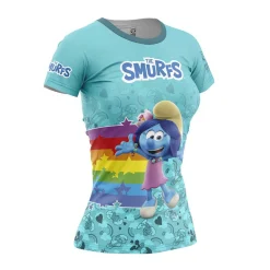Women OTSO Women's Short Sleeve Shirt Smurfs Rainbow
