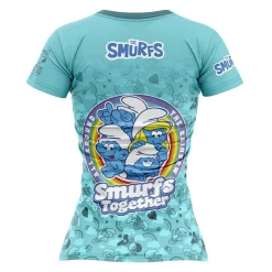 Women OTSO Women's Short Sleeve Shirt Smurfs Rainbow