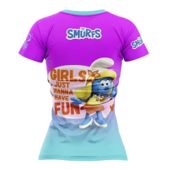 Women OTSO Women's Short Sleeve Shirt Smurfs Have Fun